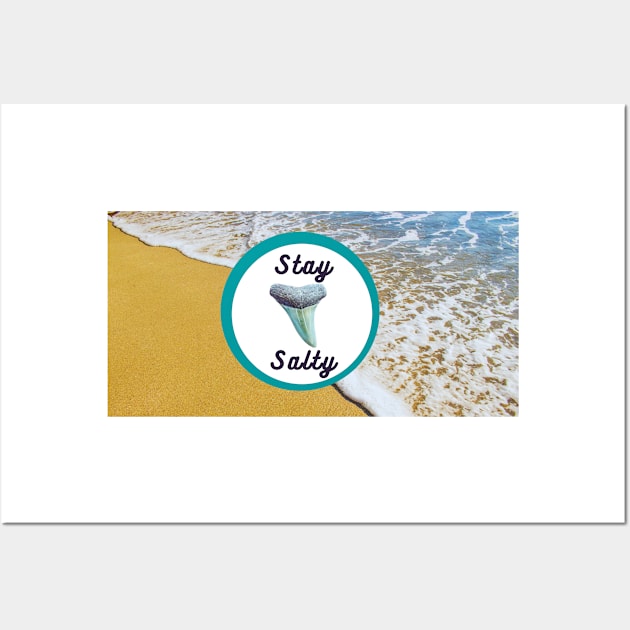 Stay Salty by the Shore Light Blue Atlantic Fossils Shark Tooth Print Wall Art by AtlanticFossils